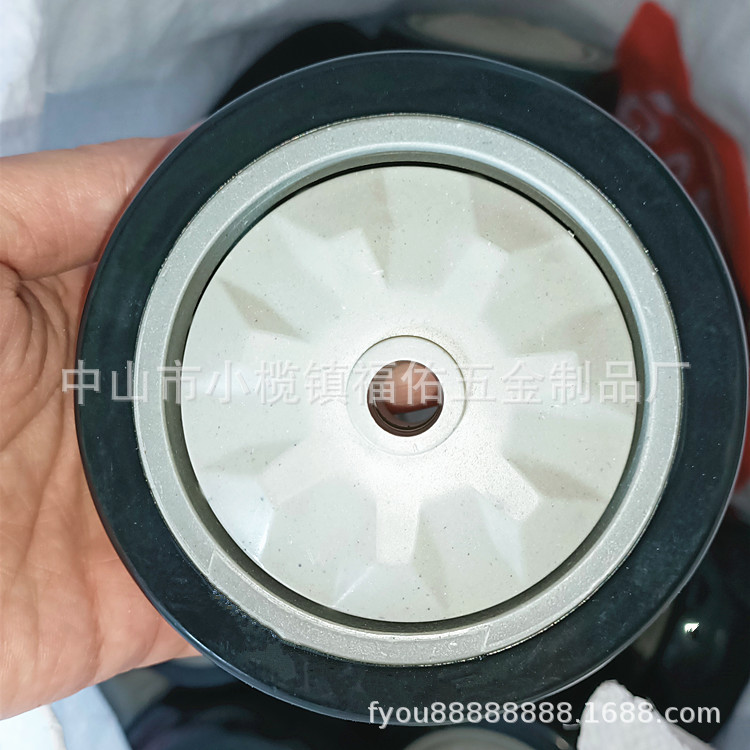 中型轮子尼龙单轮3寸4寸5寸聚氨酯耐磨脚轮双轴承推车轮片防缠绕