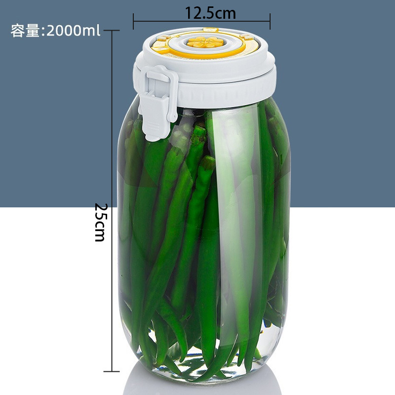 新款玻璃密封罐传统泡菜腌咸菜泡酒坛罐装子收纳储物卡扣带盖罐子|undefined
