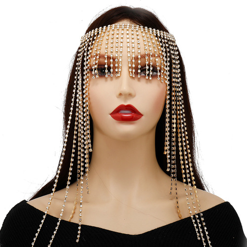  Belly latin Dance Solo Singer Peforming Fringe Veil Headdress for Women Girls diamond exaggerated claw chain tassel first chain head chain headdress