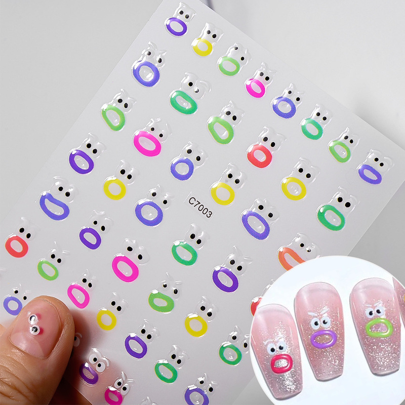 Explosions mouth strange gel nail stickers funny expression 3D jelly nail stickers big mouth strange nail stickers wholesale