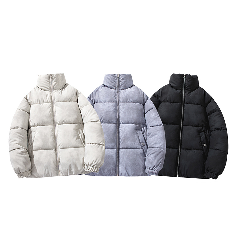 PU Leather Cotton-padded Clothes For Men And Women, Loose Cotton-padded Jackets, Bread Clothes, Stand-up Collar Jackets For Men_viptrois.com