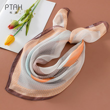 布塔桑蚕丝真丝小方巾女士新款春秋丝雪纺泡泡纱巾妈妈围巾24K579