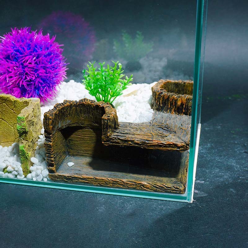 一体型専用エビ隠れ家、特殊魚装飾造景ハウス、水槽直角隠れ家、水槽隠れ家、地下コーナートンネル|undefined
