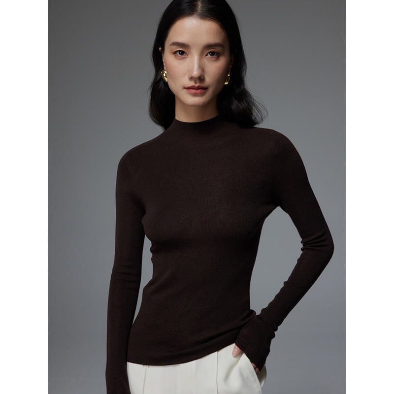 Rongtai｜Easy Care and Machine Washable｜Half Turtleneck Worsted Wool Seamless Knitwear for Women with Slim Fit Bottoming Shirt