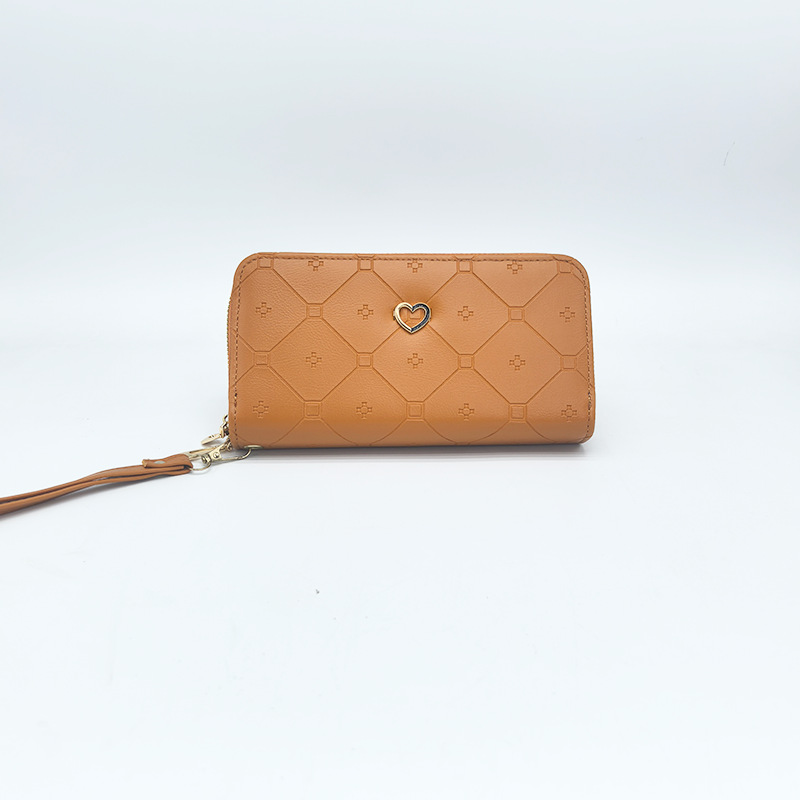 2024 embrague de mujer en forma de corazón compras casual todo fósforo billetera móvil bolso de cuero portátil de gran capacidad