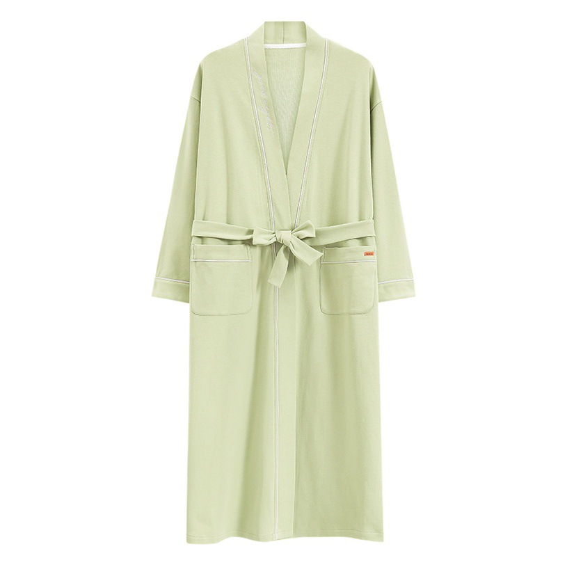 Camisón de algodón para mujer otoño nuevo traje de baño de color sólido de manga larga con cordones para mujer sexy otoño e invierno se puede usar fuera