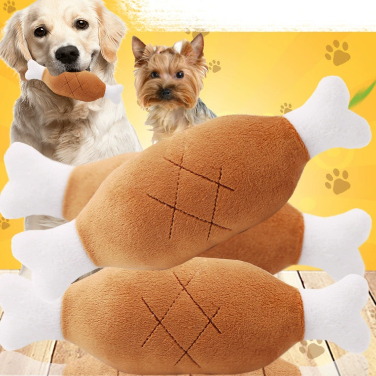 Прямые поставки с фабрики Голосовое обучение домашних животных Плюшевая кукла Устойчивая к укусу собаки Молярная головоломка Двуглавая куриная ножка Кукла для домашних животных