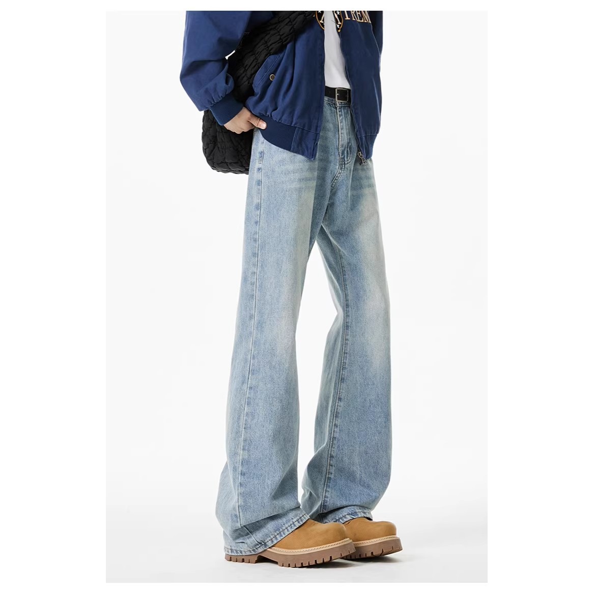 Lavados estadounidenses para hacer viejos jeans azul pálido para mujeres y hombres verano nuevo relajado rectos ociosos pantalones largos
