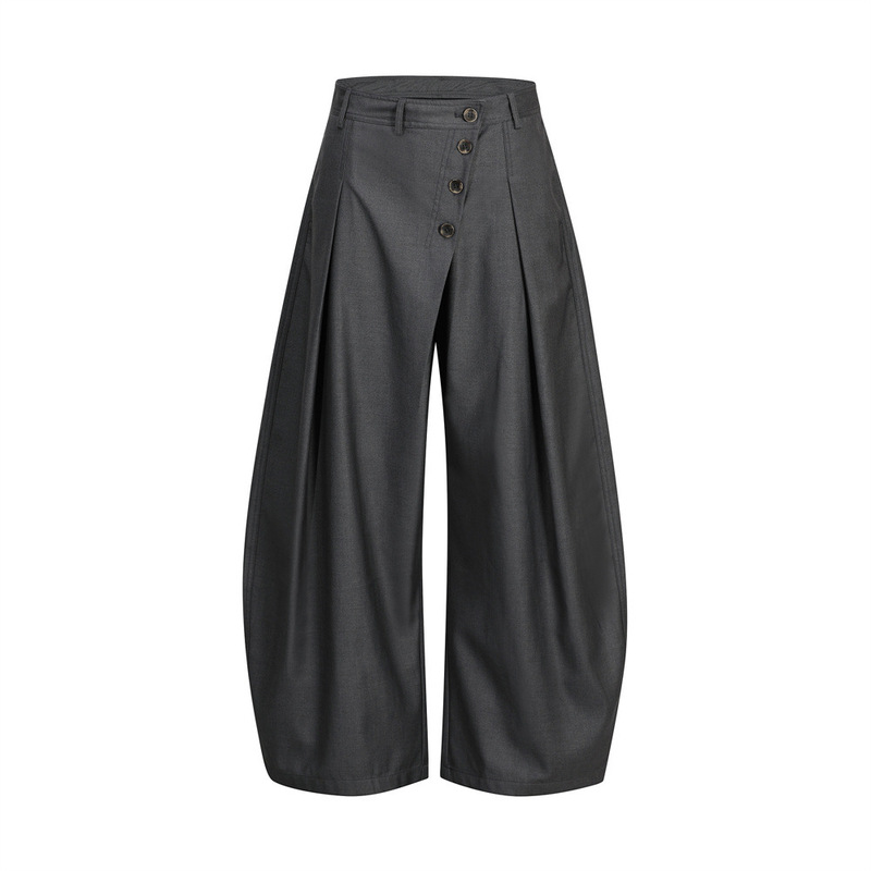 European and American High Street Men's Pants, Men's Solid Color Pleated Diagonal Buckle Scimitar Pants, Trendy Brand Loose New Style Casual Pants European and American High Street Men's Pants, Men's Solid Color Pleated Diagonal Buckle Scimitar Pants, Trendy Brand Loose New Style Casual Pants