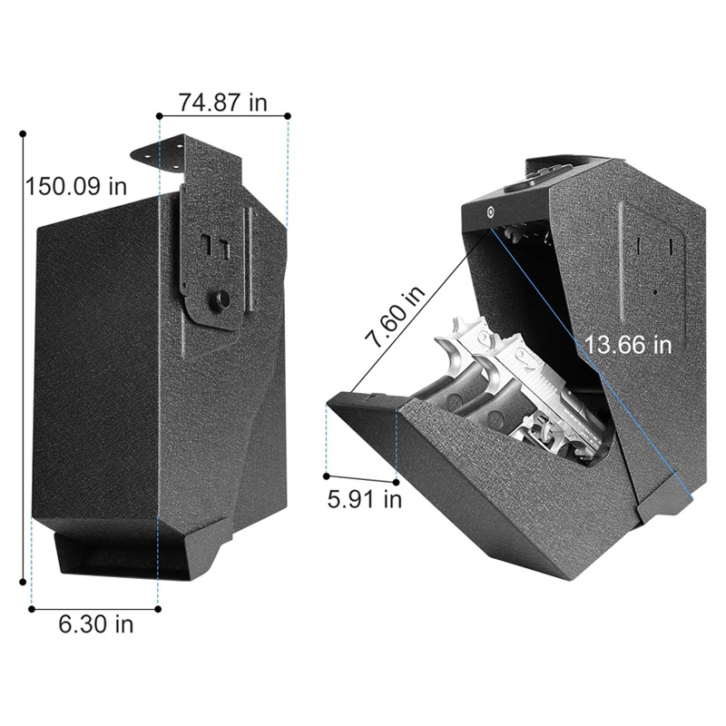 厂家新品双枪侧挂枪盒保险盒生物识别指纹密码适用墙壁书桌床头柜