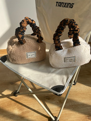 Amazon Cross-border Supply/Instagram Niche Plush Hand-held Bag Fashion Leopard Print Tote Bag Exquisite Commute Purse for Women