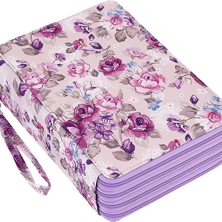 Amazon nuevo gran capacidad pu lápiz bolsa estudiante papelería bolsa 200 agujero arte pintura bolsa de almacenamiento