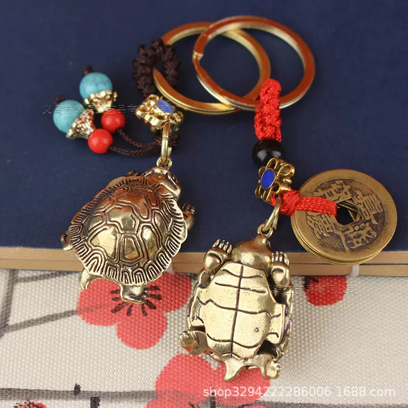 黄铜活动小乌龟钥匙扣挂件吉祥纳福富甲一方长寿龟可活动钥匙挂件