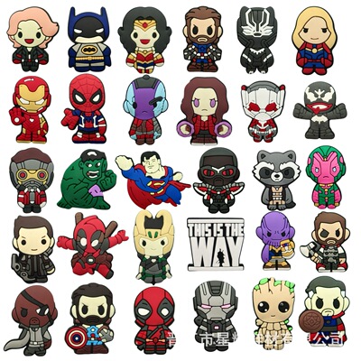 漫威超人系列洞洞鞋鞋花鞋扣PVC软胶装饰鞋配件现货批发|ru