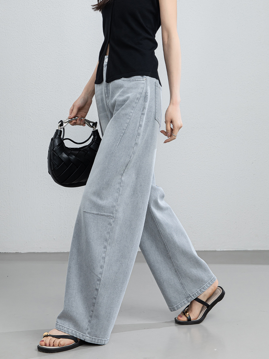 Quần culottes nữ ống rộng cạp cao dáng suông chất liệu tencel mềm mại — màu xám