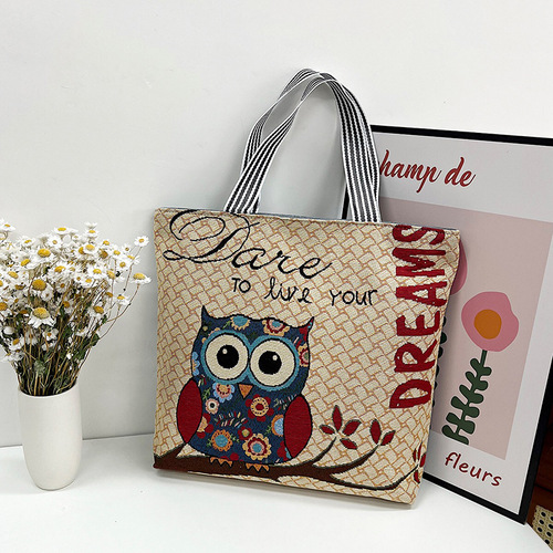 Korean version of ins student sail fresh women's linen versatile shoulder bag small cloth bag literary shoulder bag motorcycle bag travel