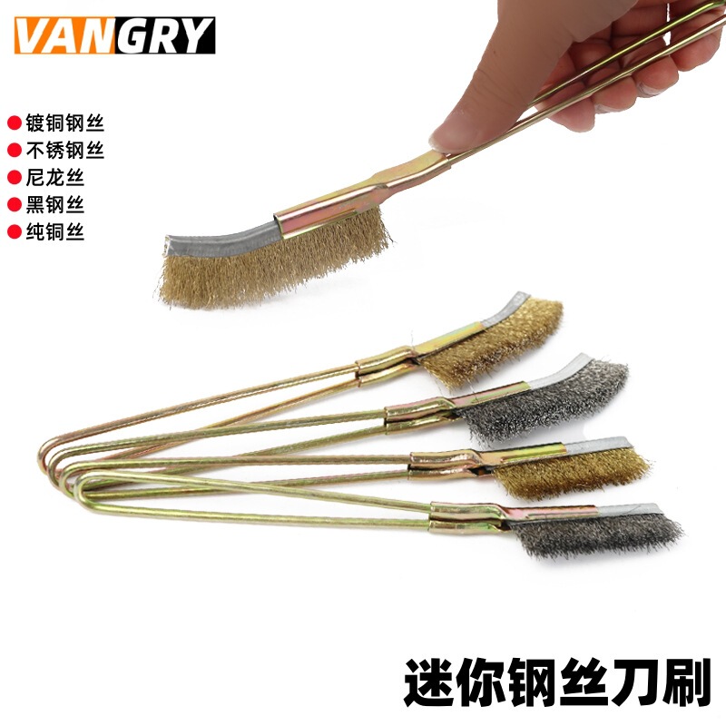 Steel wire brush wholesale cleaning derusting iron handle elbow brush stainless steel mini small knife brush steel brush handle wire brush