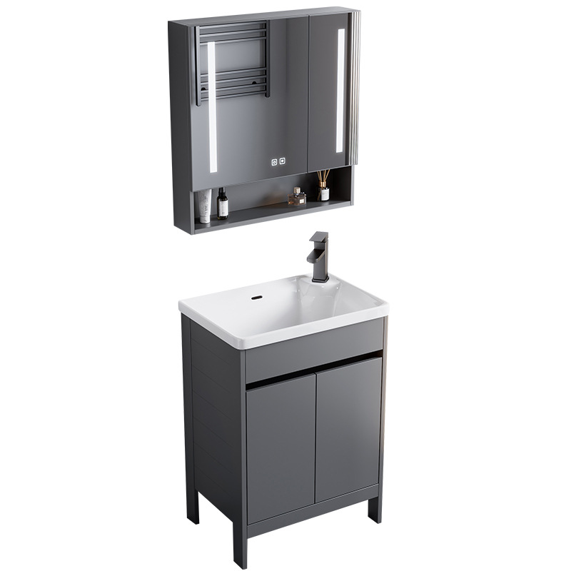 Cerámica integrada lavabo piscina pequeña casa espacio de aluminio tipo piso gabinete de baño combinación lavabo de mano lavabo facial