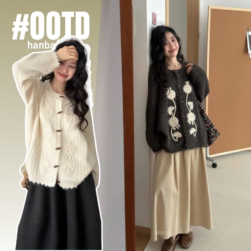 Maternity wear 2026 autumn/winter new collection: Korean-style soft and comfortable knitted outerwear, loose-fitting short maternity sweater cardigan