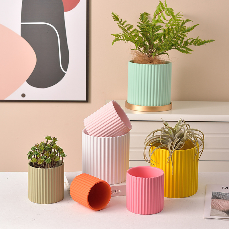 北欧简约花盆陶瓷ins带托盘大号绿萝蝴蝶兰多肉创意现代个性盆栽