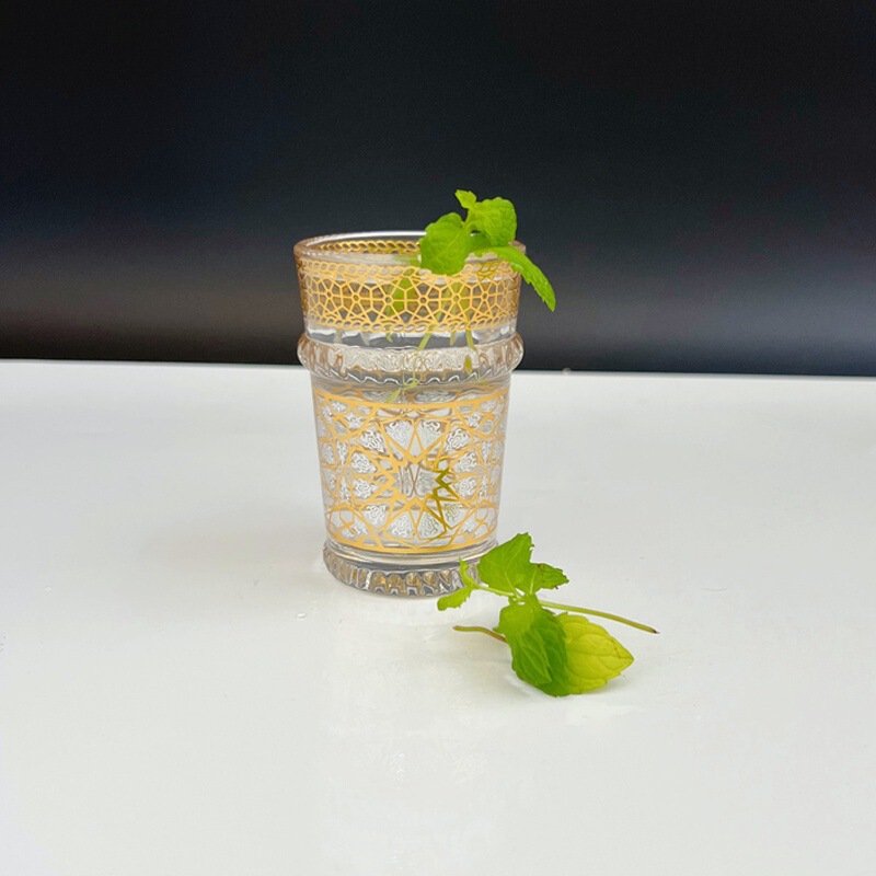 现货新款摩洛哥玻璃杯彩色阿拉伯餐厅水杯竹节杯齿轮杯Tea Glass|undefined