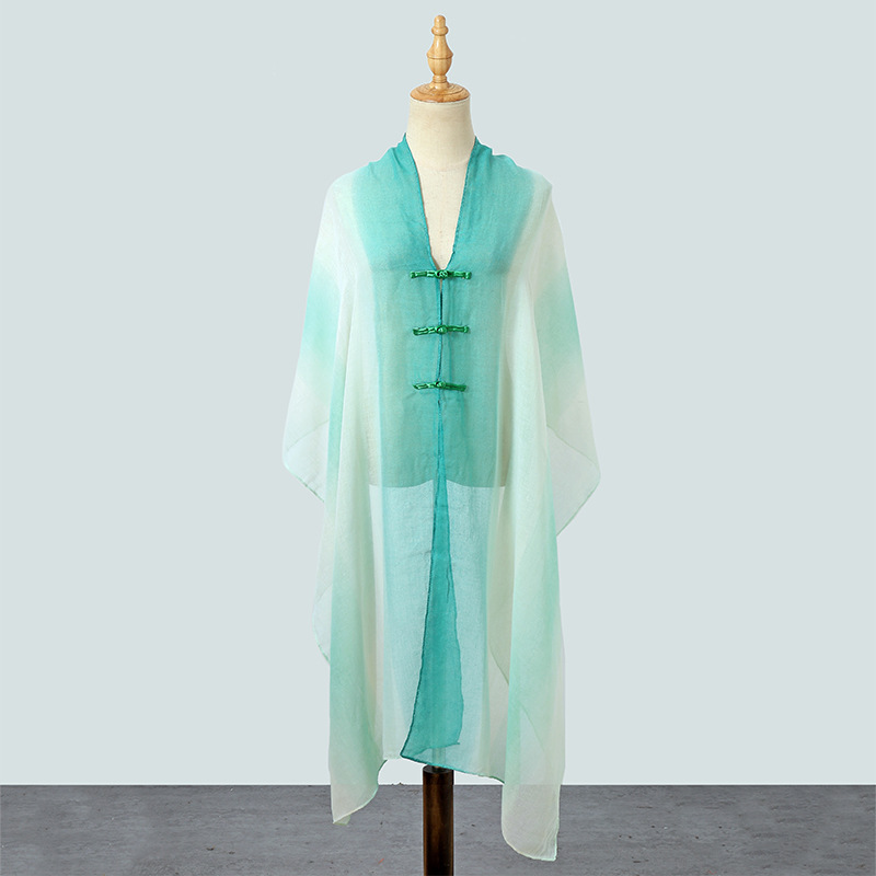 Chal Bufanda Verano de alta gama Nuevo estilo exótico Diadema Hebilla Estilo étnico Protector solar Chal con honda