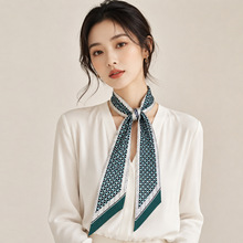 法式长条丝巾女仿真丝百搭披肩发带绑包装饰飘带通勤领巾尖角飘带