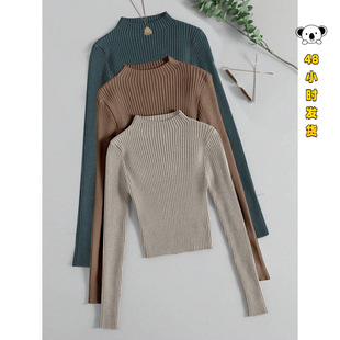 N 33704 Cropped slim mock neck knit �̿���������Ië��