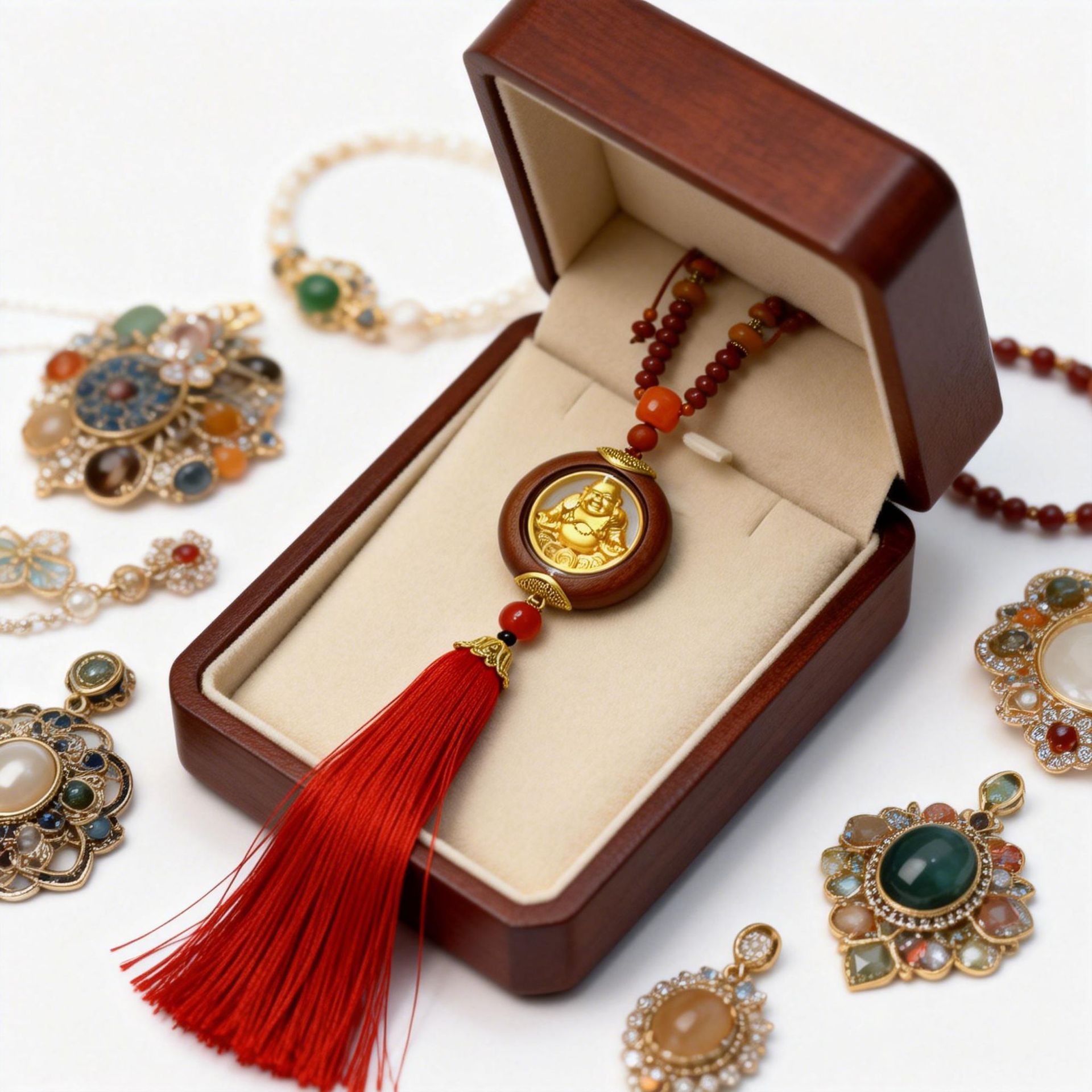 New Car Interior Decoration Pendant Made of Rosewood with Double-Sided Crystal for Office, Living Room, and Car Decoration