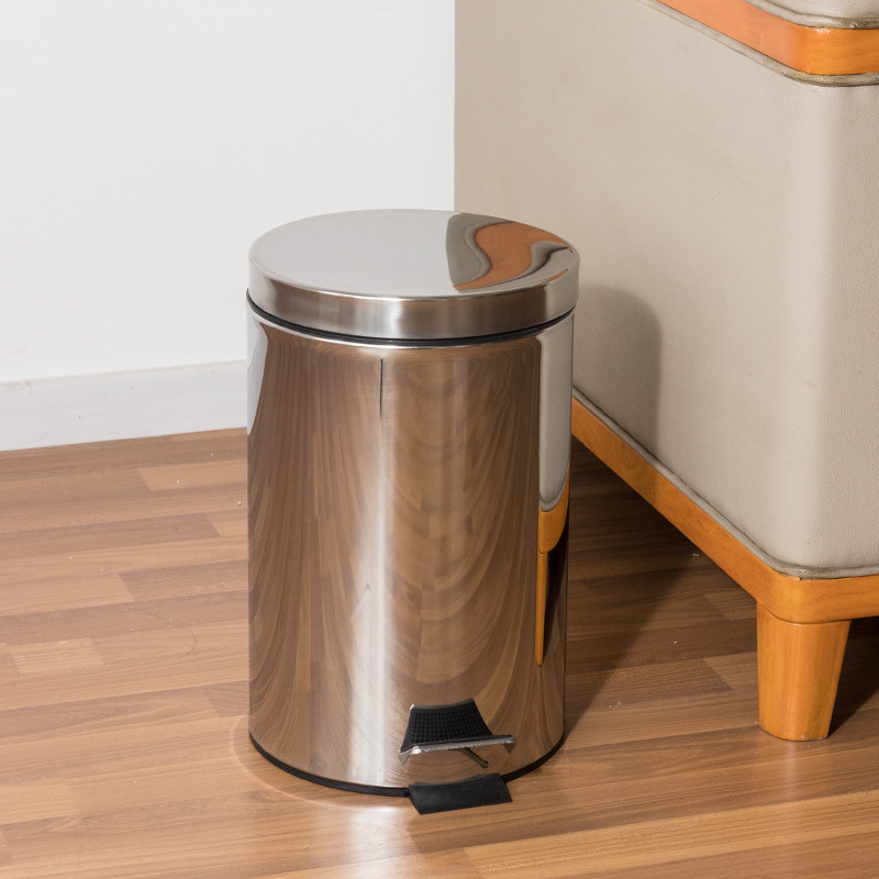 Papelera de pedal de acero inoxidable de estilo europeo para el hogar grande 12L sala de estar oficina hotel con tapa cubo de almacenamiento