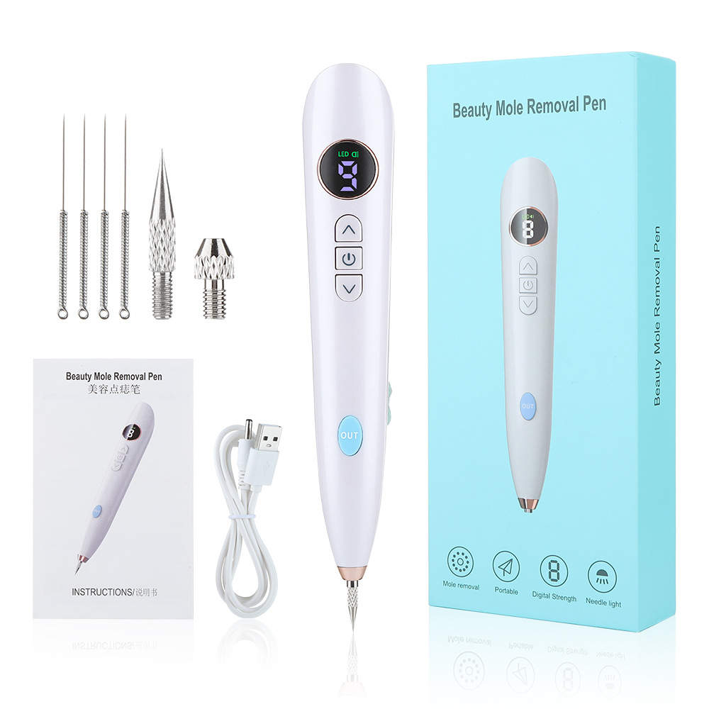 Cross-border New 9 Dot Pen with LED Screen Household Spot Sweeper Facial Beauty Laser Fat Grains and Spot Removal Instrument