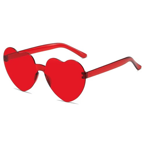 新款跨境桃心太阳镜 爱心太阳眼镜 果冻色无框心型促销舞会眼镜