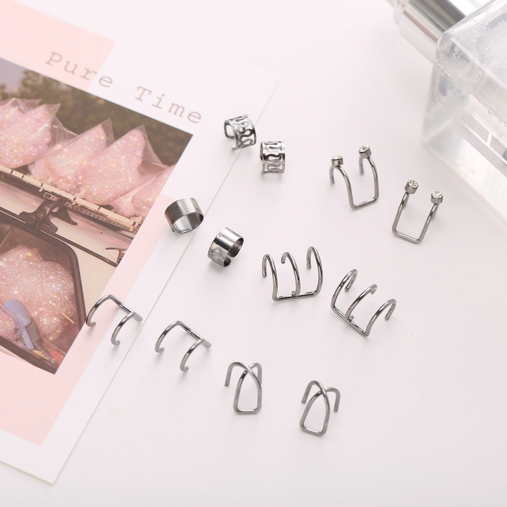 6g Weight Earrings Classification Housewarming, Anniversary, Business, Wedding, Travel, Birthday, Festival Occasion Alloy Material Women'S Gender Plating Design Exaggerated Style Simple Geometric Twisted Circle Ear Clip 12-piece Set Wholesale Nihaojewelry 1