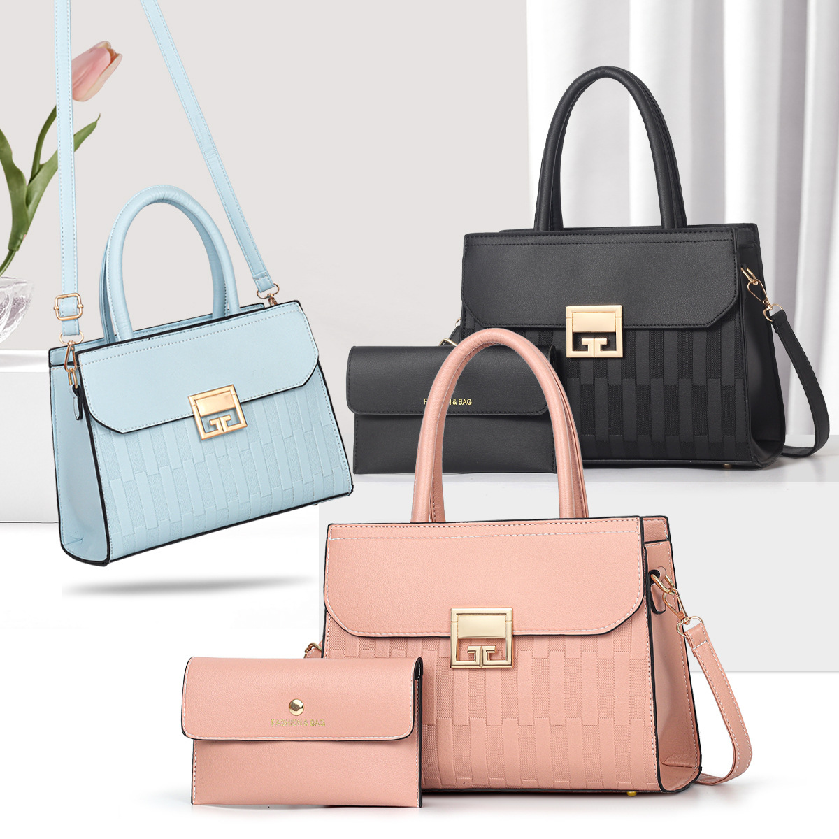 Bolsa de mano para niños Taizhou bolsas de dos piezas bolsas de mujer bolsas de hombro al por mayor bolsas transfronterizas texturizadas serpientes