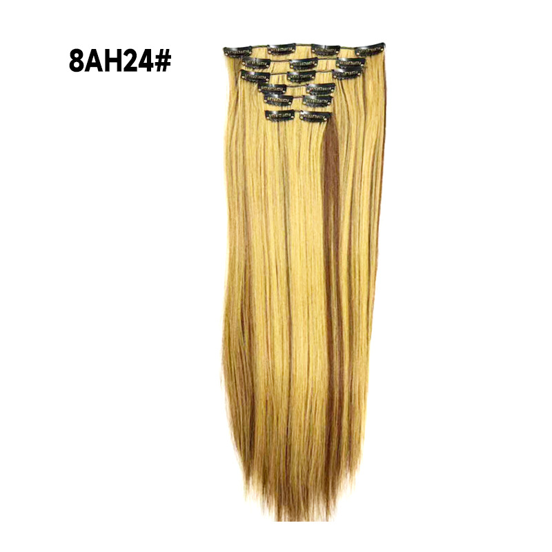 Europa y los Estados Unidos sin rastro extensión de cabello de 24 pulgadas de cabello recto de 6 piezas de cabello de alta temperatura extranjera