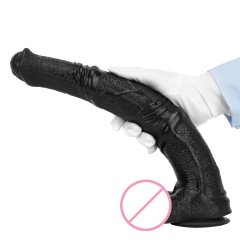 硅膠黑馬陽具男女用超長後庭肛塞肛門塞自慰仿真陽具硅膠柔軟擴肛