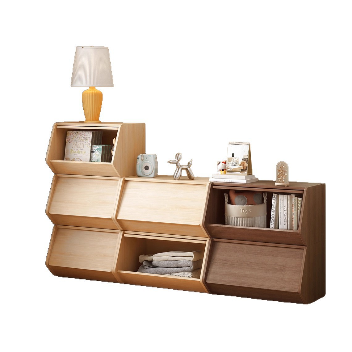 Gabinete de almacenamiento de juguetes de bocadillos creativo de combinación libre Gabinete DIY sala de estar sofá gabinete de cabezal de cama armario de madera maciza