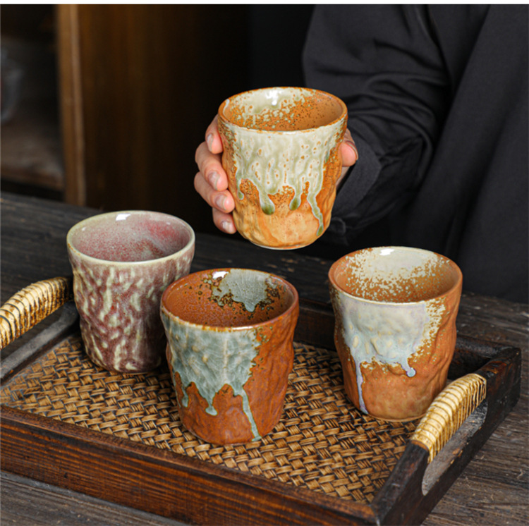 Japanese Style Ceramic Tea Bowl Coarse Pottery Retro Master Cup_voghion.com