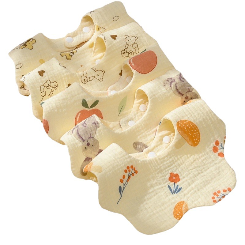 Babero de gasa para bebé, algodón puro tipo A, toalla para saliva, teñido de hierba para bebé, babero para recién nacido de 360 grados para hombres y mujeres