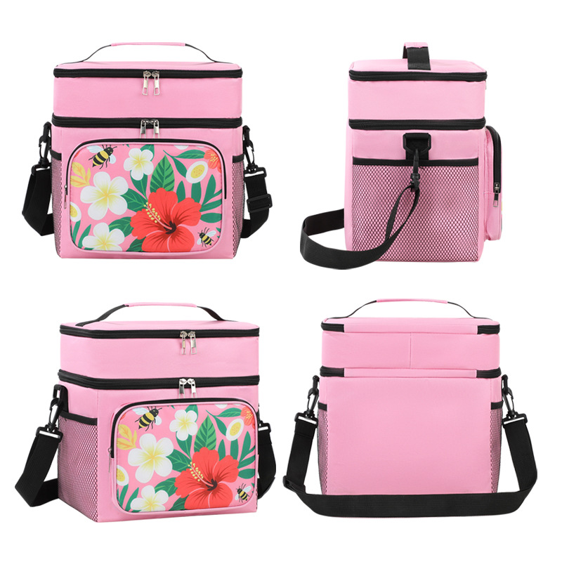 Nuevo paquete de aislamiento de flores al aire libre para picnic bolsas de alimentos frescos bolsas de almuerzo transfronterizas bolsas de almuerzo bolsas de almuerzo portátiles con arroz