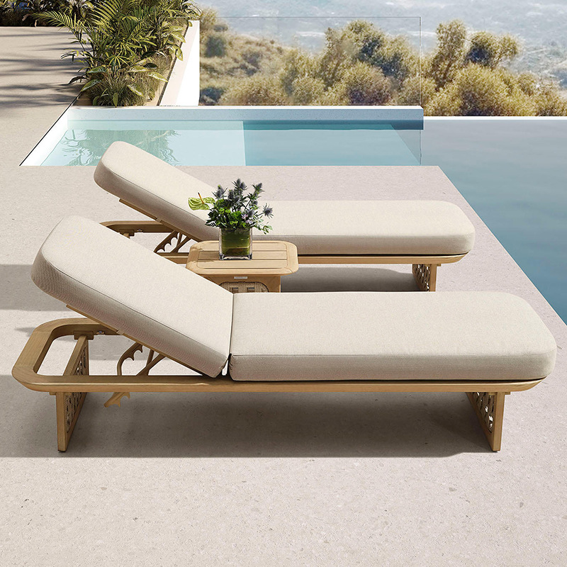Sofá al aire libre patio villa jardín al aire libre impermeable protección solar combinación de madera maciza balcón simple ocio muebles de caña