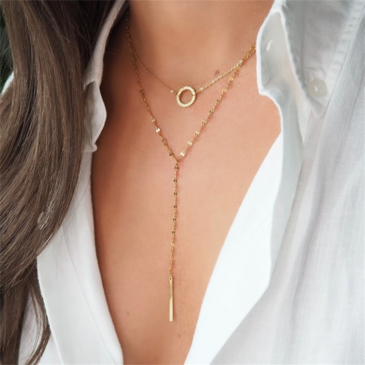 Stainless Steel 14K Gold Plated Fashion Plating Geometric Tassel Necklace display picture 1