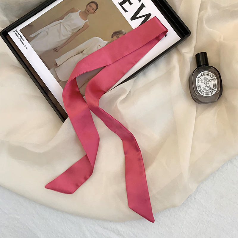 Pañuelo de seda de imitación, tira larga, sentido avanzado, nuevo estilo, color sólido, protección para el cuello, bufanda pequeña, bolsa atada, cinta para el cabello, diadema, cabello atado
