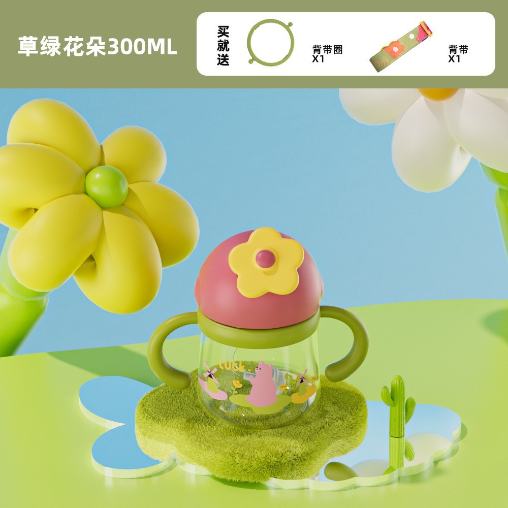 Toukie taza para beber para bebés tritan taza para niños a prueba de fugas y caídas para bebés taza de paja de jardín de infantes en stock