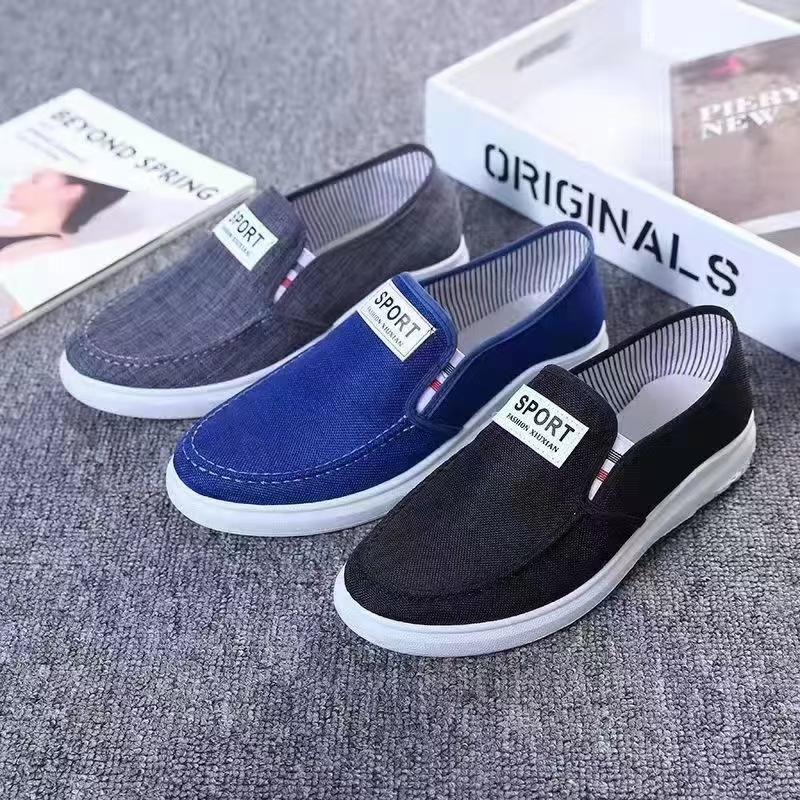 2024 New Canvas Shoes Men's Old Beijing Cloth Shoes Korean Style Fashionable Shoes Stall Night Market Running Volume Slip-on Lazy Shoes