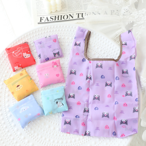 Japanese cartoon small cute doll pattern foldable simple portable shopping bag portable mini environmental protection bag