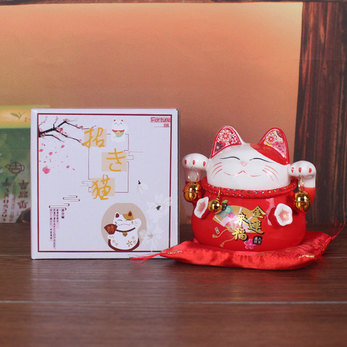 Manufacturer wholesale lucky cat ornaments small opening gift piggy bank shop piggy bank fortune home living room