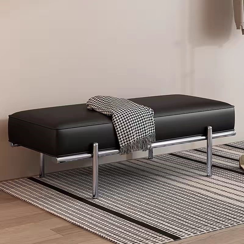 Light luxury shoe-changing bench, entryway long bench, bedroom end-of-bed bench, minimalist Italian-style stainless steel sofa long bench