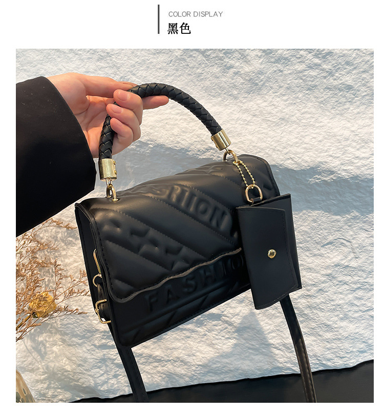 Ladies' candy-colored stylish handbag, 2024 autumn new ins single-shoulder crossbody bag, stylish embossed small square bag undefined