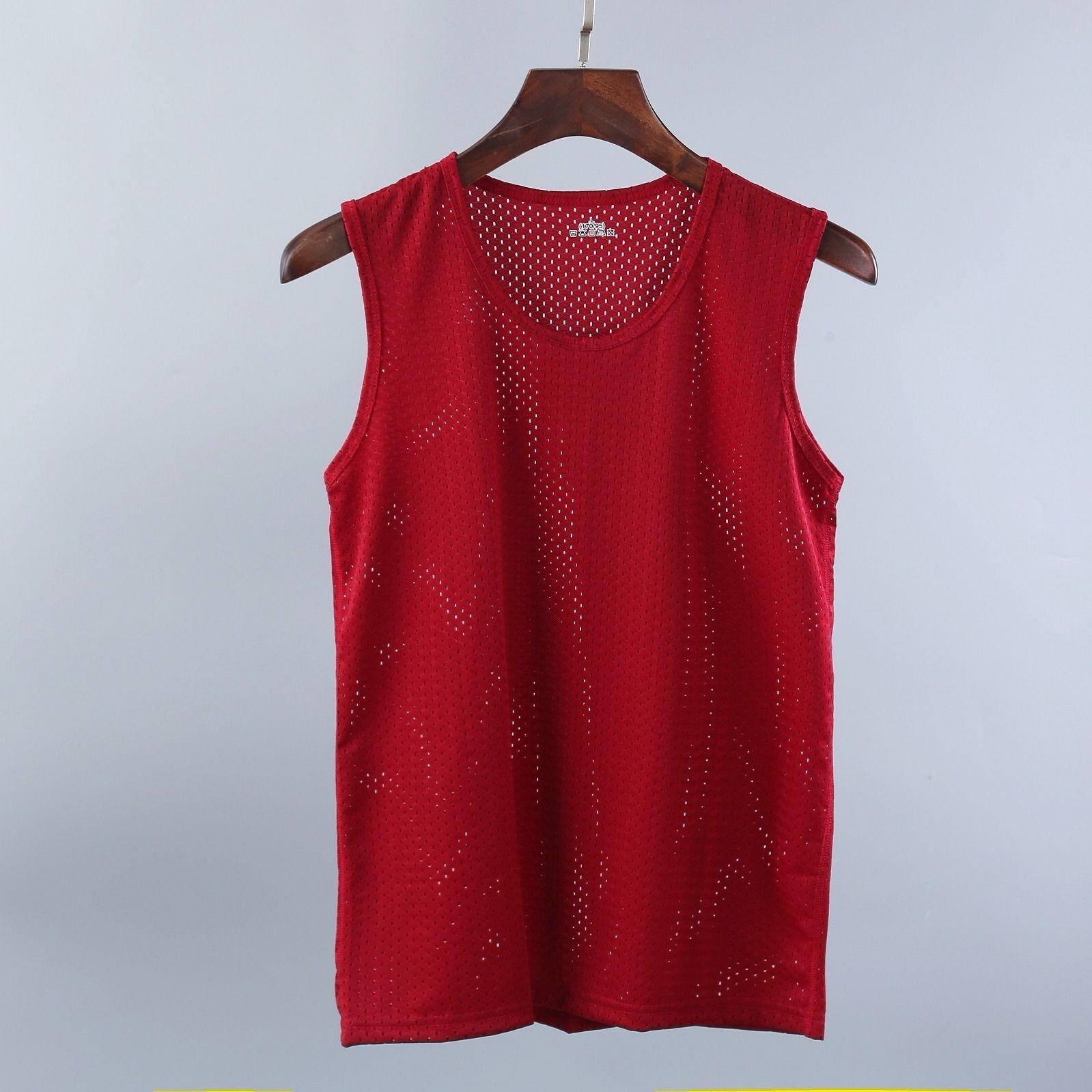 Chaleco de malla hombre deportivo ventilado hueco hielo rápido de verano camiseta sin mangas hombro amplio fábrica delgada comercio exterior al por mayor